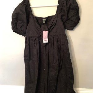 SHORT Black Cotton Shift Dress A18